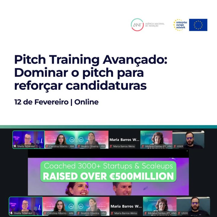 🚀 A ANI, através da sua Equipa EEN, promoveu um Pitch Training Avançado para startups