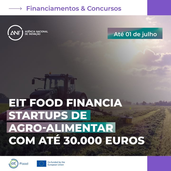 🌱 EIT Food financia startups de agro-alimentar com até 30.000 euros